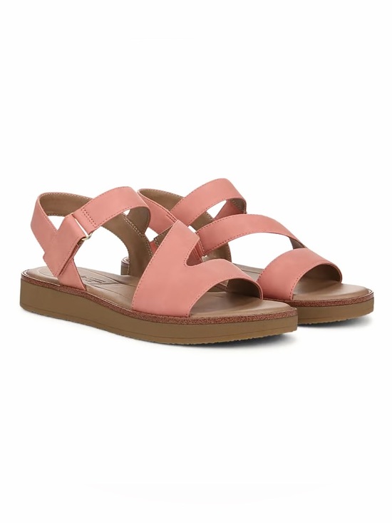 Life Stride Shoes - LifeStride Waverly Strappy Platform Sandals Hook & Loop Coral Pink 6W WIDE NEW